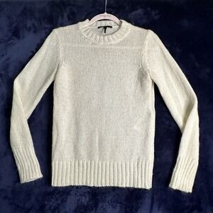 Maje Womens White Ecru Mohair Crew Neck Long Sleeve Pullover Sweater Knit Size S